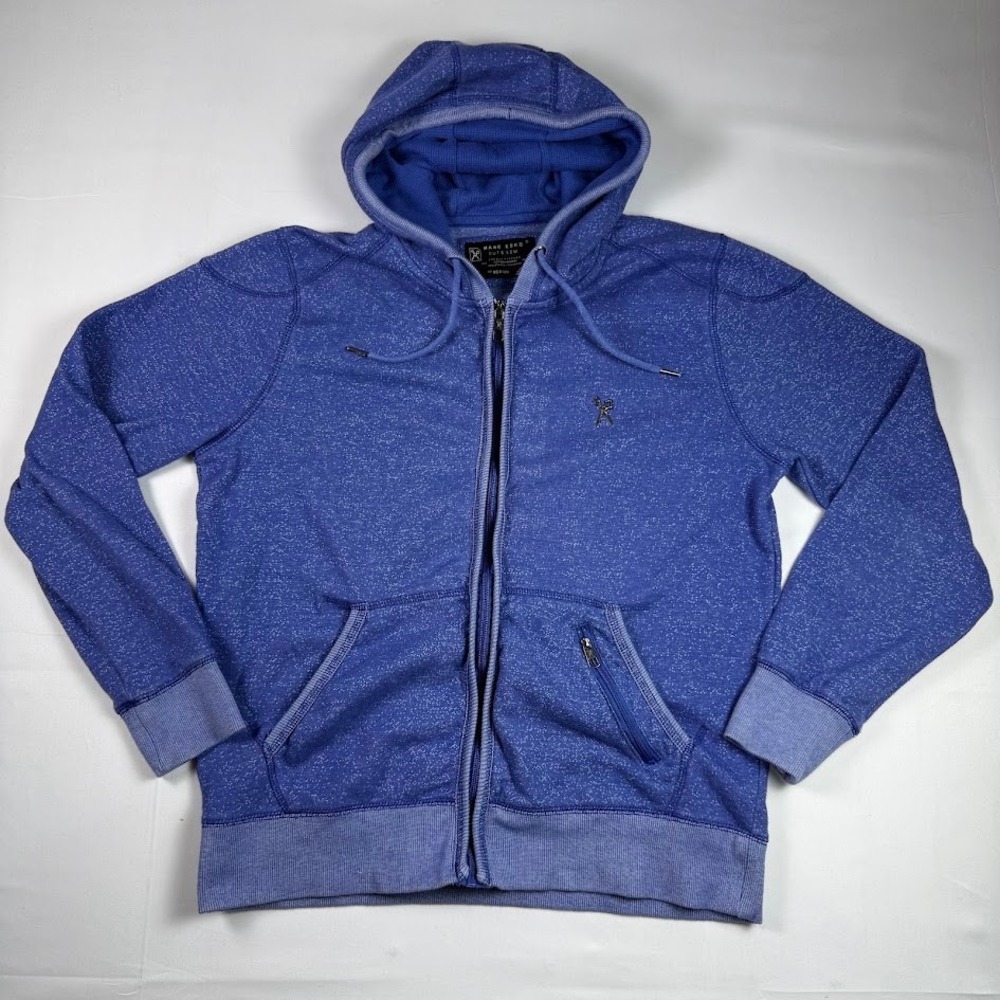 Marc Ecko Cut & Sew Mens Blue Heather Full Zip‎ Hoodie Sweatshirt Medium Scissor